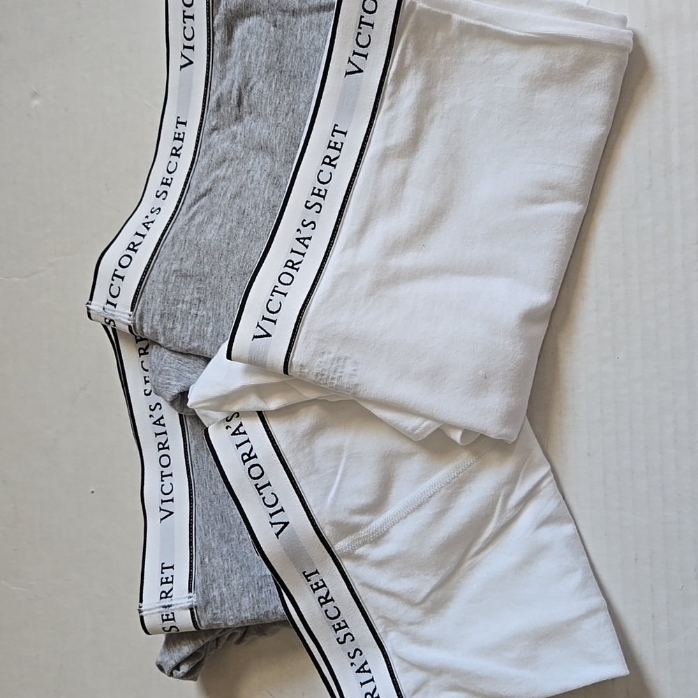 Victoria's Secret White and Gray Boy Briefs & Bra Set